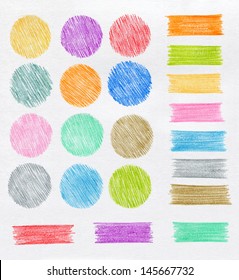 Set Of Color Pencil Design Elements