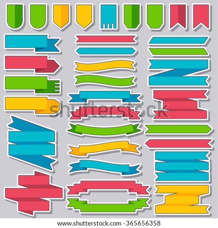 Set of colored ribbons and elements for illustration concept. Template for web and  mobile. background design. 