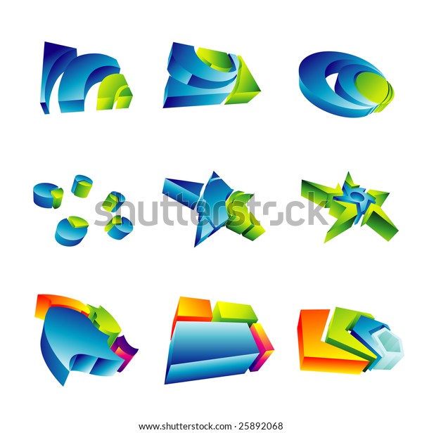 Set Colorful 3d Design Elements Stock Illustration 25892068 | Shutterstock
