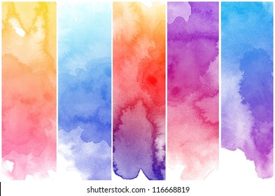 Set Of Colorful Abstract Water Color Art Hand Paint Background