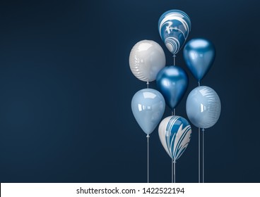Set of colorful balloons with empty space for text. Realistic background for birthday, anniversary, wedding, holiday congratulation banners. Festive template for social media. 3D render illustration.