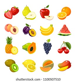 Set Colorful Cartoon Fruit Icons Apple Stock Vector (Royalty Free ...