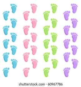 Set of colorful footprints. Could be use as borders or separately