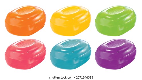 Set Of Colorful Hard Candy. Isolated On White Background. 3d Illustration