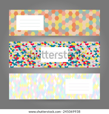set colorful horizontal banners abstract geometric stock