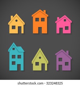 Set Colorful Houses Icons Global Colors Stock Vector (Royalty Free ...