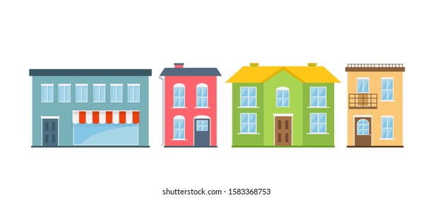 Set Colorful Houses Isolated On White Stock Vector (Royalty Free ...