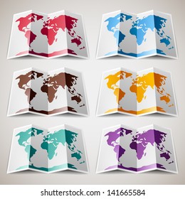 Set of colorful Maps of the World. Vector version (eps) also available in gallery