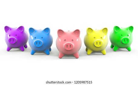 Similar Images Stock Photos Vectors Of Four Colors Piggy Bank