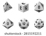 A set of common game dice used for roleplaying RPG or fantasy tabletop board games
