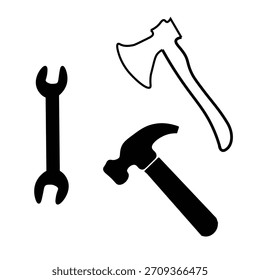 Set of construction tool icons simple flat vector design elements isolated on white background for web and mobile apps
