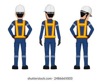 Set of construction worker ,back view on white background - Powered by Shutterstock