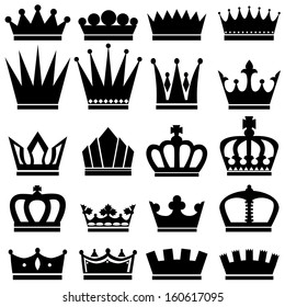 Similar Images, Stock Photos & Vectors of Black crown icons set on