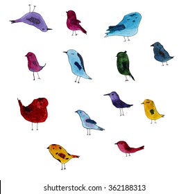 Similar Images, Stock Photos & Vectors of Set of cute little colorful birds isolated on white