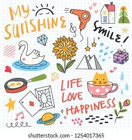 Set Cute Doodles Background Stock Illustration 1254017365 | Shutterstock