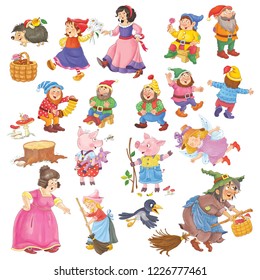 Set Cute Fairy Tale Characters Isolated Stock Illustration 1226777461