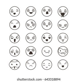 Set Doodled Cartoon Faces Variety Expressions Stock Vector (Royalty ...