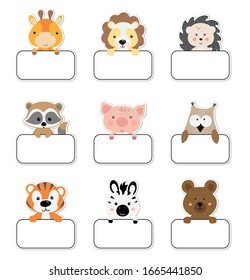 Set Cute Note Sticker Animals Template Stock Illustration 1665441850 ...