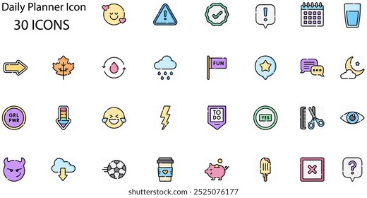 Set of daily planner icons. Line art style icons bundle. vector illustration - Powered by Shutterstock