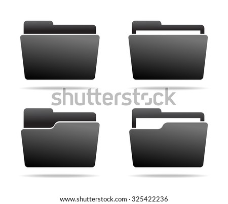 Set of Dark grey Folder Icons. 