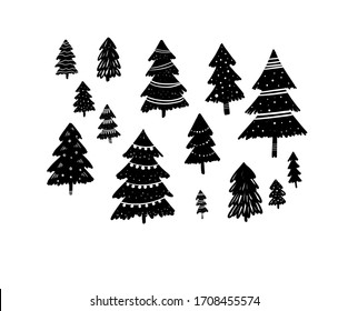 Set decorative christmas trees
