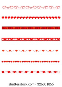 Set of decorative divider/ borders for valentines day / love themed web sites. Includes clip art of hearts