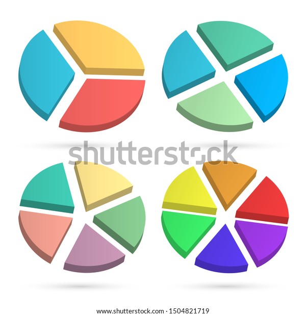 Set\
Design elements infographic style template on white background with\
effect 3d divided into sector pie circle. Illustration for\
statistic of profits newsletters, pages\
presentation