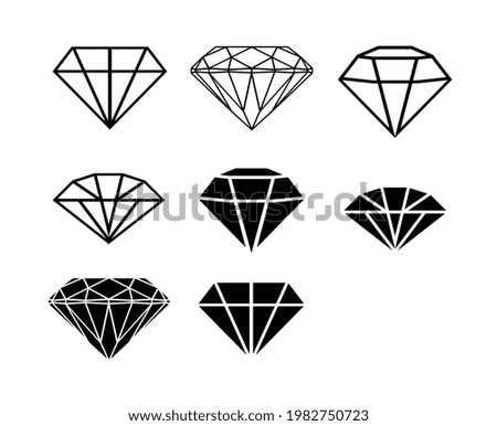 A set of diamonds in a flat style