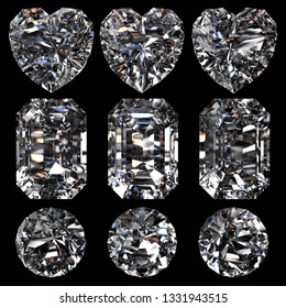 Set Diamonds Isolated On Grey Background Stock Illustration 1331943515 ...