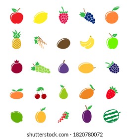 Set Fruits Blackandwhite Linear Elements Colored Stock Vector (royalty 