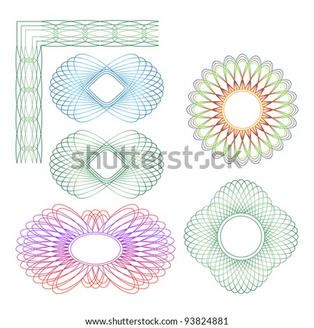 Set of different guilloche rosette on a white background. EPS version is available as ID 93024202.