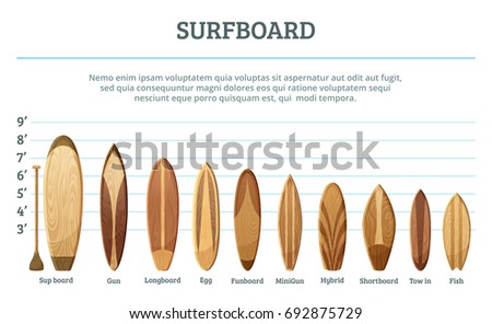  set of different hawaiian surfboards isolate on white background. Surfing surfboard woooden, illustration of surf board for water sport