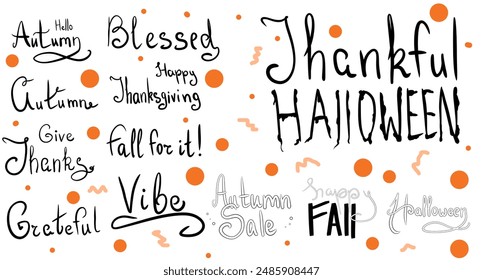 Set of different lettering inscriptions for autumn, raster illustration - Powered by Shutterstock