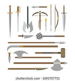 Medieval Weapons Set Design Elements Isolated Stock Vector (Royalty ...