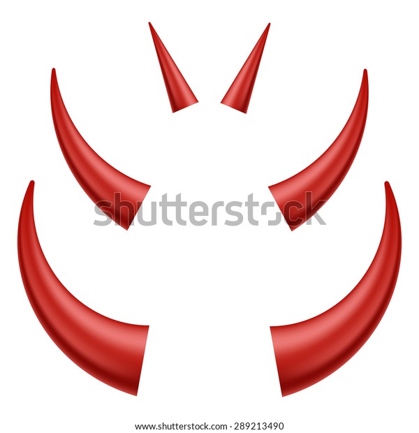 Set Different Red Horns Isolated On Stock Illustration 289213490