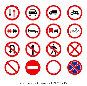 Set Different Road Signs On White Stock Illustration 2113744715 