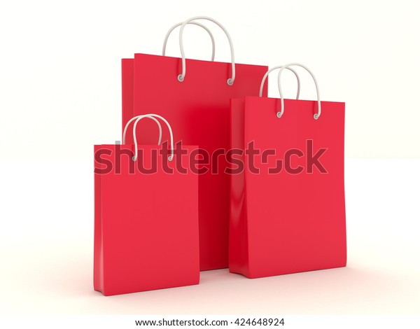 Download Set Different Size Red Paper Bags Stock Illustration 424648924