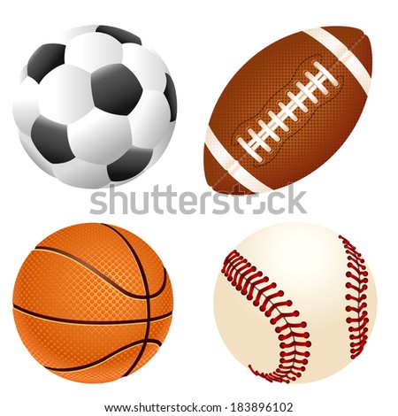 Set Different Sport Balls Stock Illustration 183896102 - Shutterstock