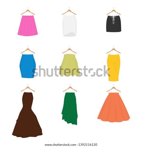 Set Different Types Skirts On Hangers Stock Illustration 1392116120