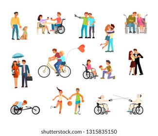 Disabled Handicapped Set People Wheelchairs On Stock Vector (Royalty ...