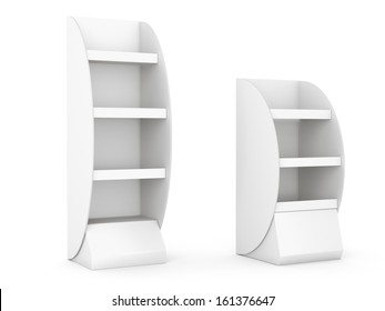 set of displays with shelves on white. render