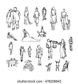 Set Doodle Lined People Raster Trace Stock Illustration 478208842 ...