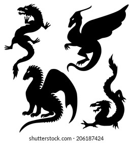 Vector Drawing Black Dragon Silhouette That Stock Vector (Royalty Free ...