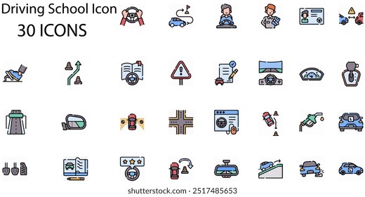 Set of Driving School icons. Line art style icons bundle. vector illustration - Powered by Shutterstock