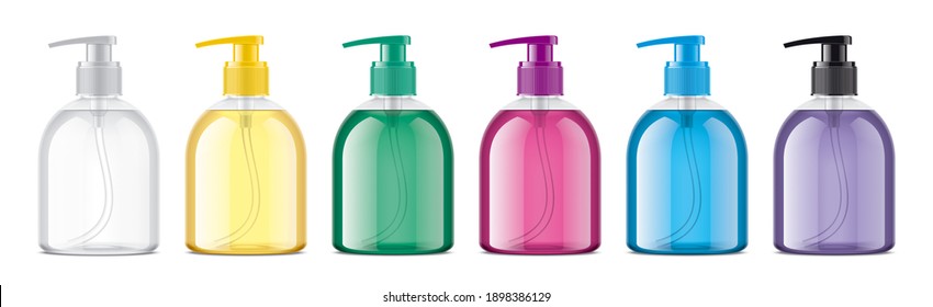 Set of droppers bottles with light colored liquids. 3d rendering