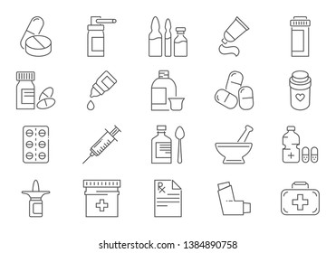 Set Drugs Related Vector Line Icons Stock Vector (Royalty Free ...