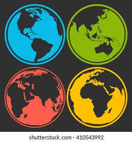 Set Earth Planet Globe Logo Icons Stock Illustration 410543992 ...