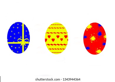 Set of easter eggs on a white background - stockphoto	
