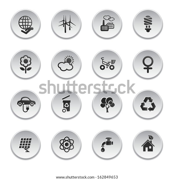 Set of\
ecology icons, internet buttons, raster\
version