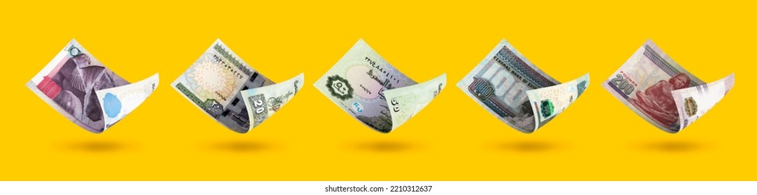 Set Of Egyptian Pound Notes Denomination. 3d Illustration